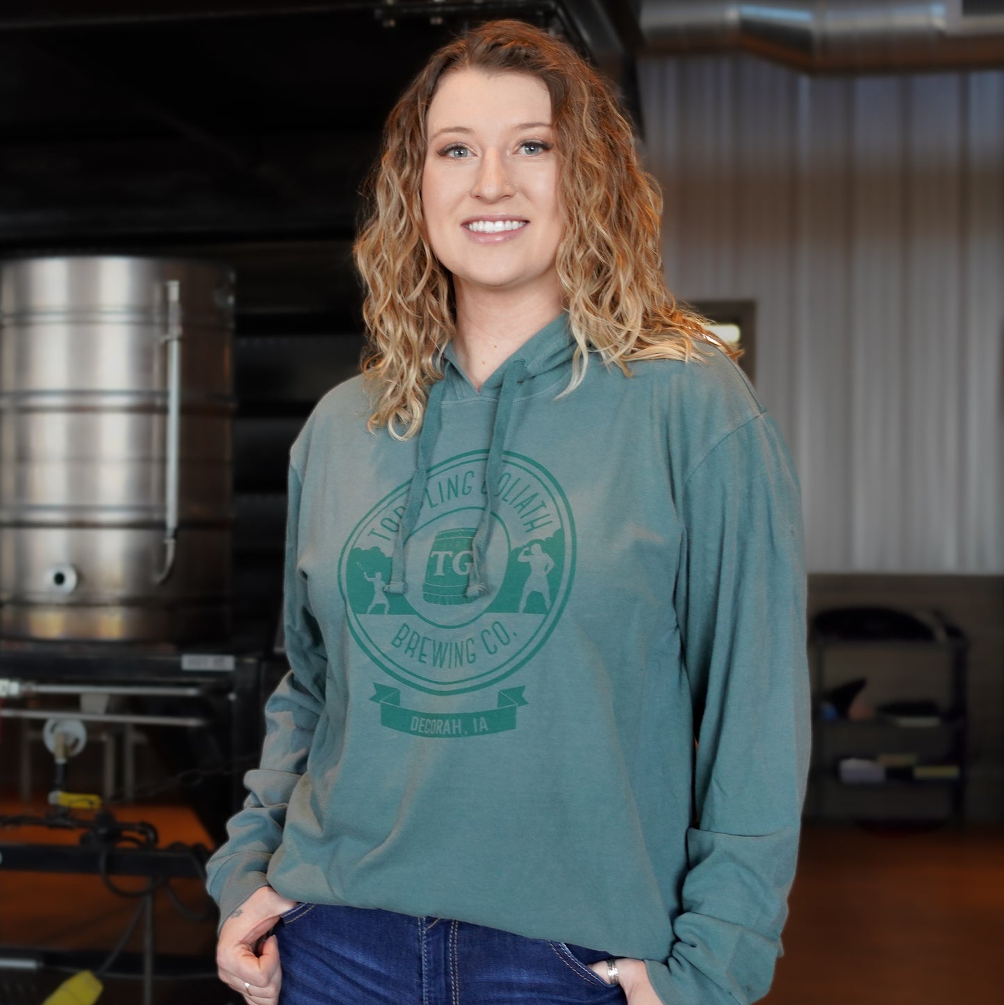 Long Sleeve Hooded Tee-Green