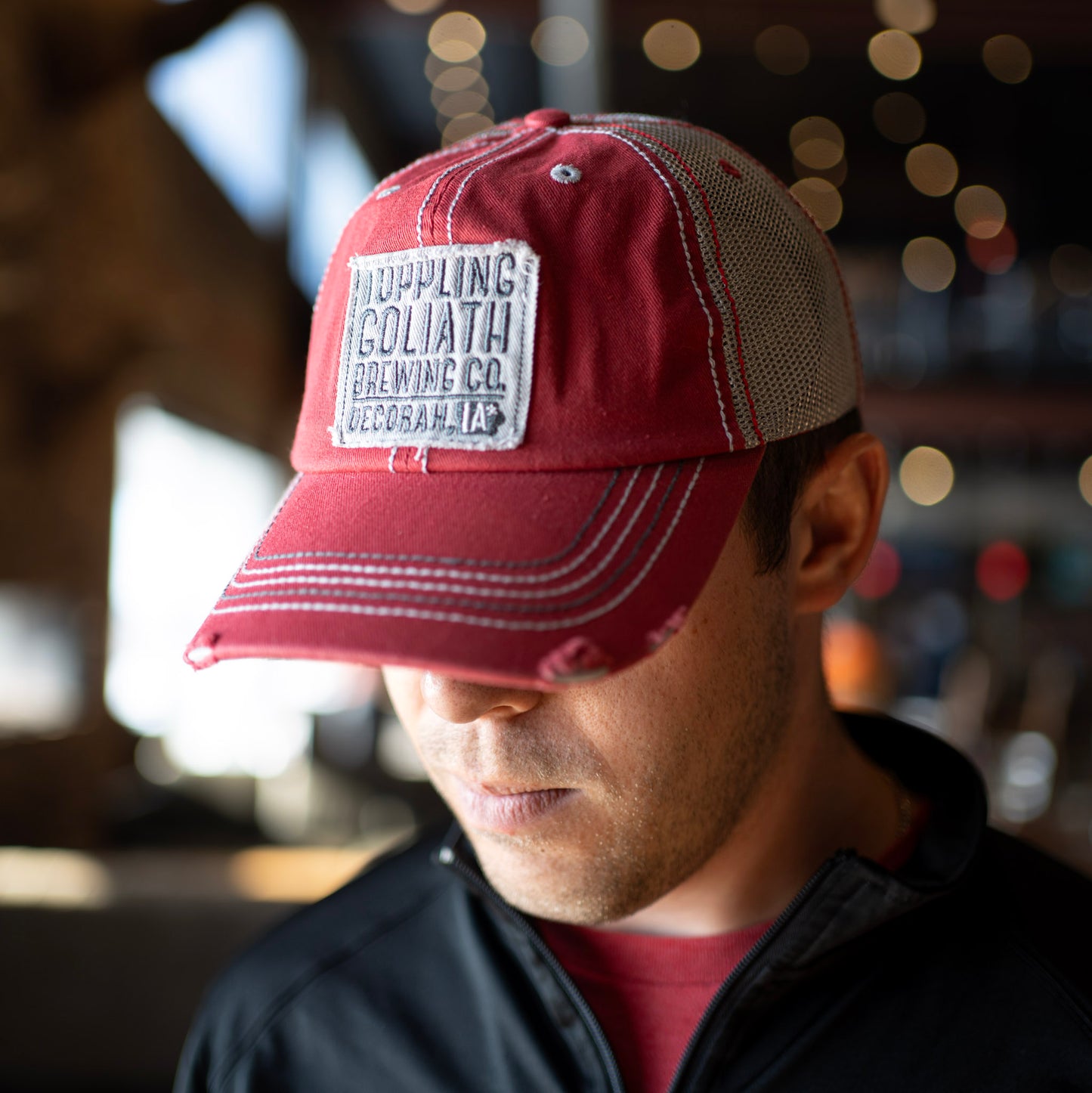 Hat-Distressed Trucker-Red