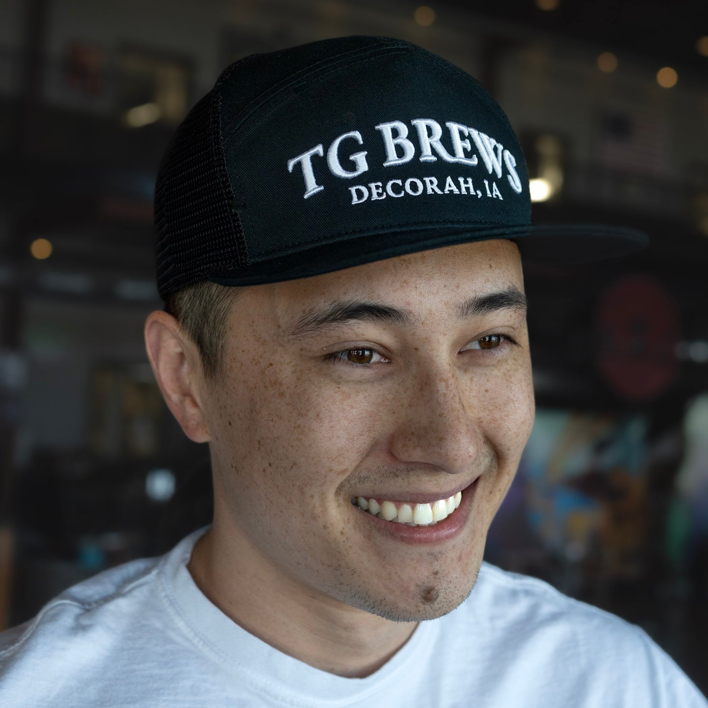 Hat-7 panel Raised Embroidery-Black