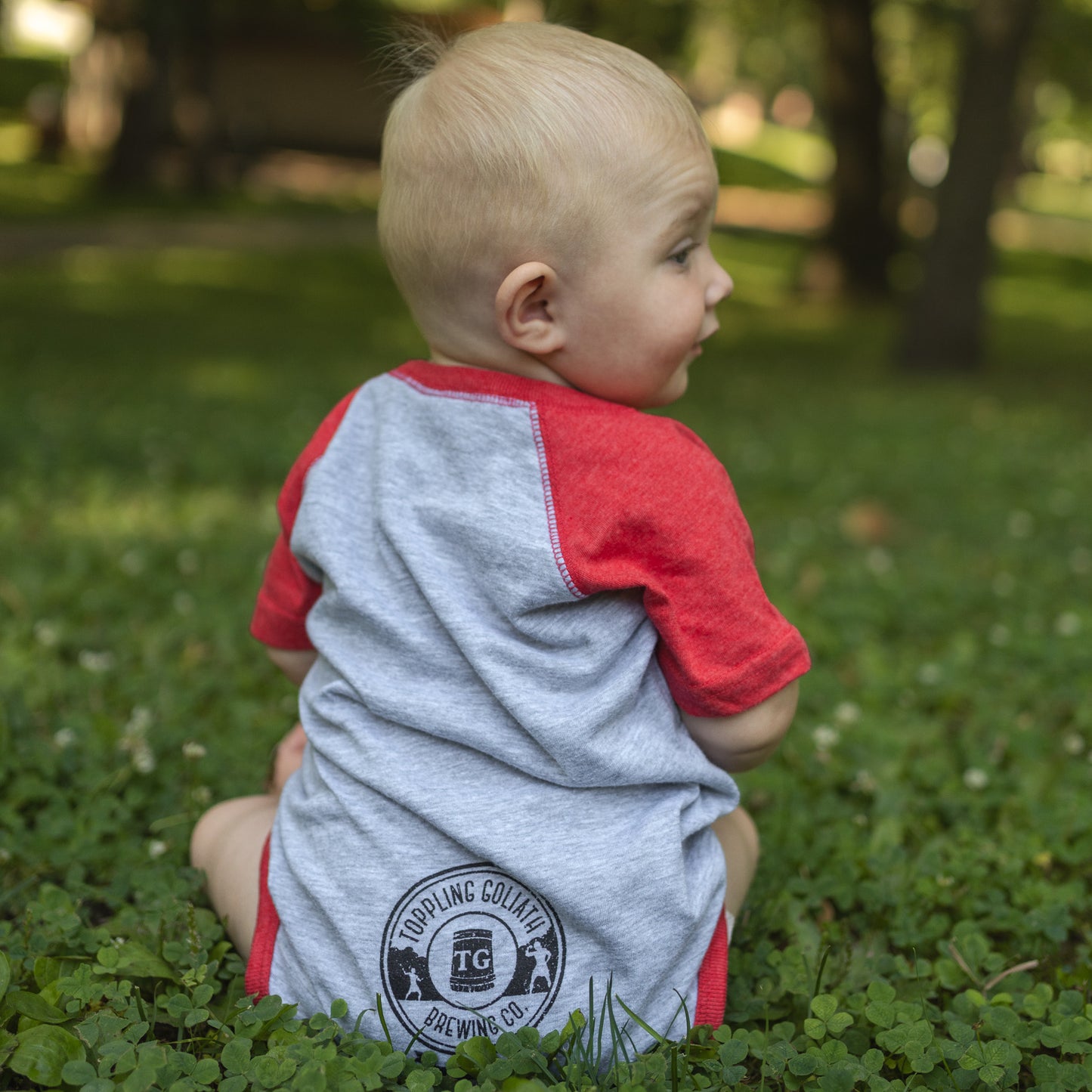 Baby Onesie-Red/Grey
