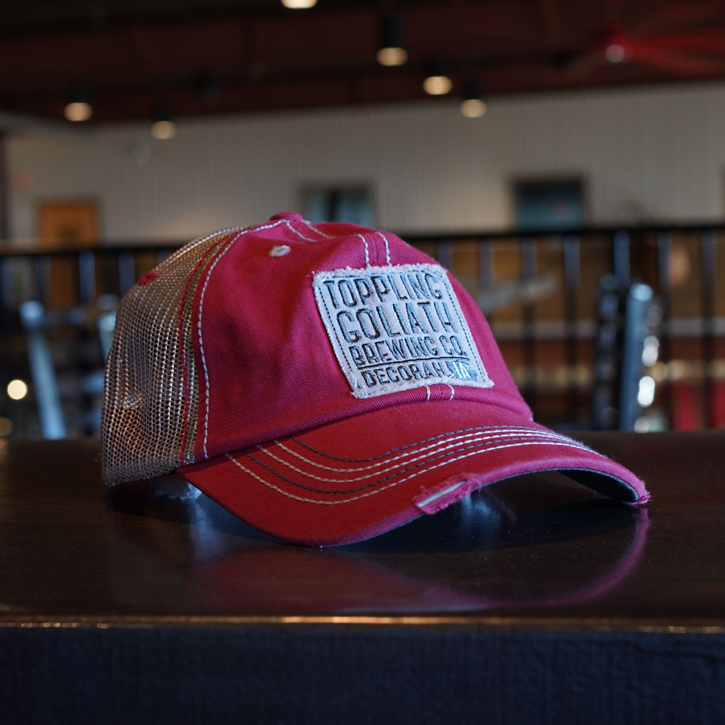 Hat-Distressed Trucker-Red