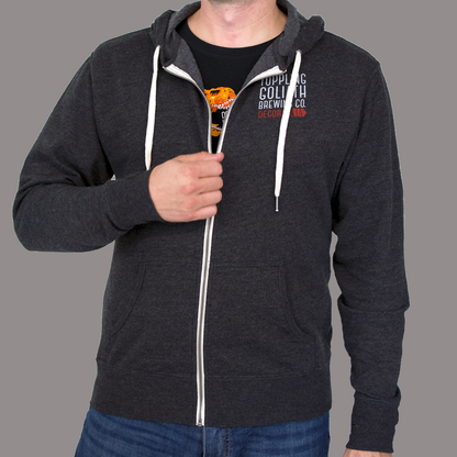 Logo Zip Hoodie-Charcoal