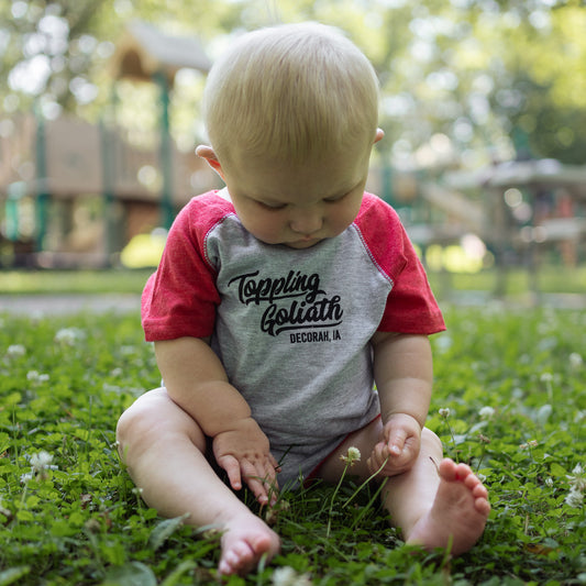 Baby Onesie-Red/Grey