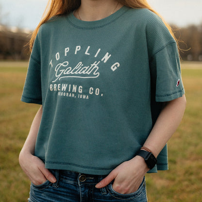 Waffle Knit Tshirt (W)-Spruce