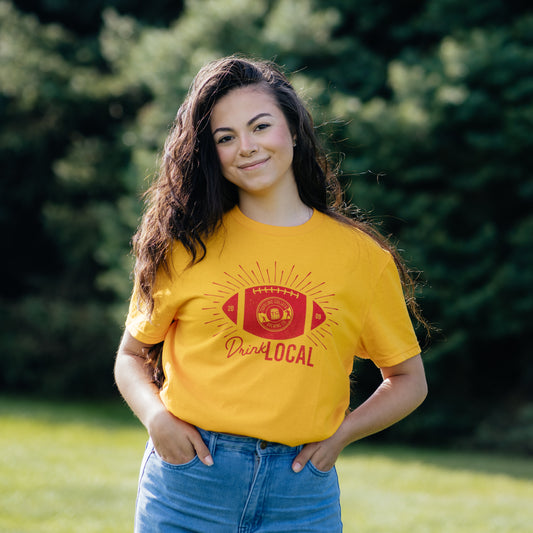 Drink Local Football Tee-Red