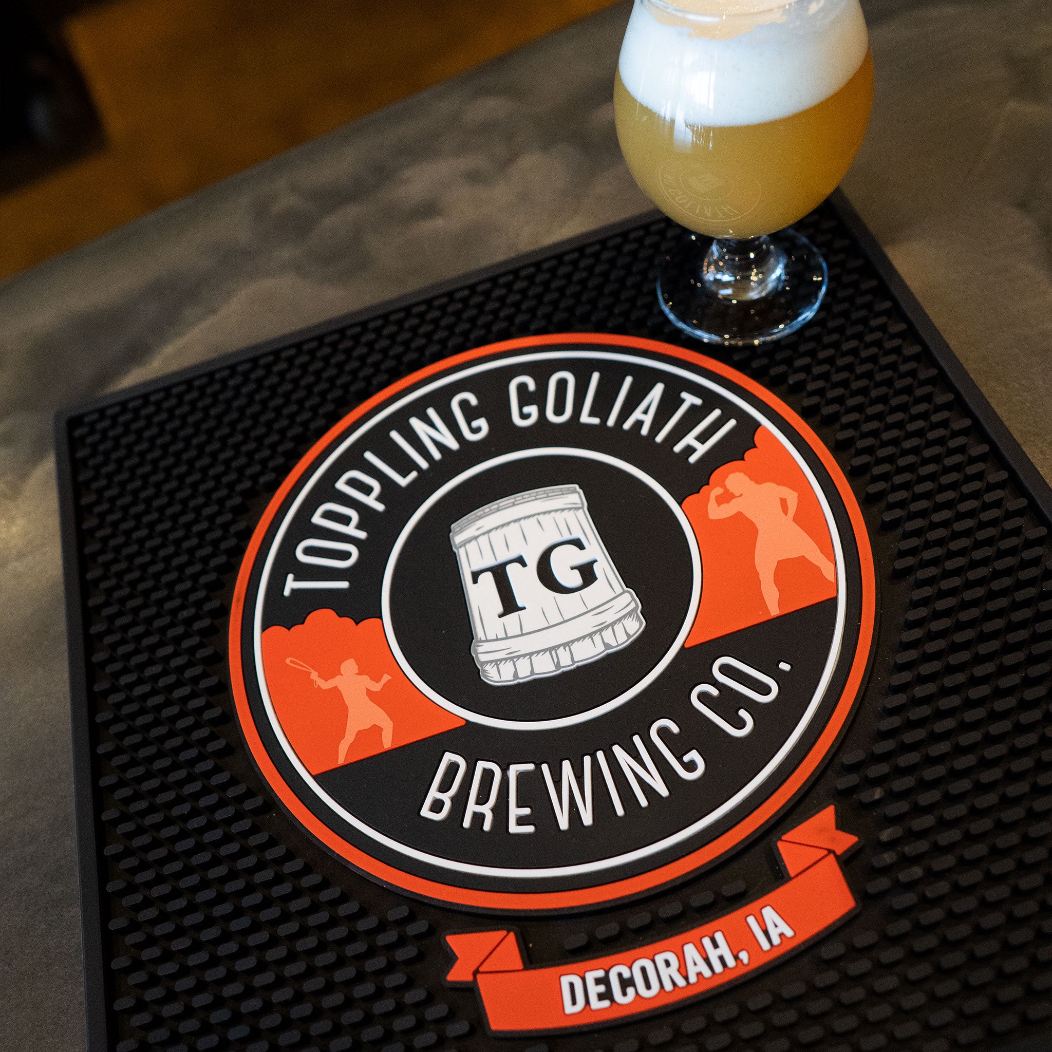 Goliath Razor Logo TG Logo Bar Mat – Toppling Goliath Merch Store